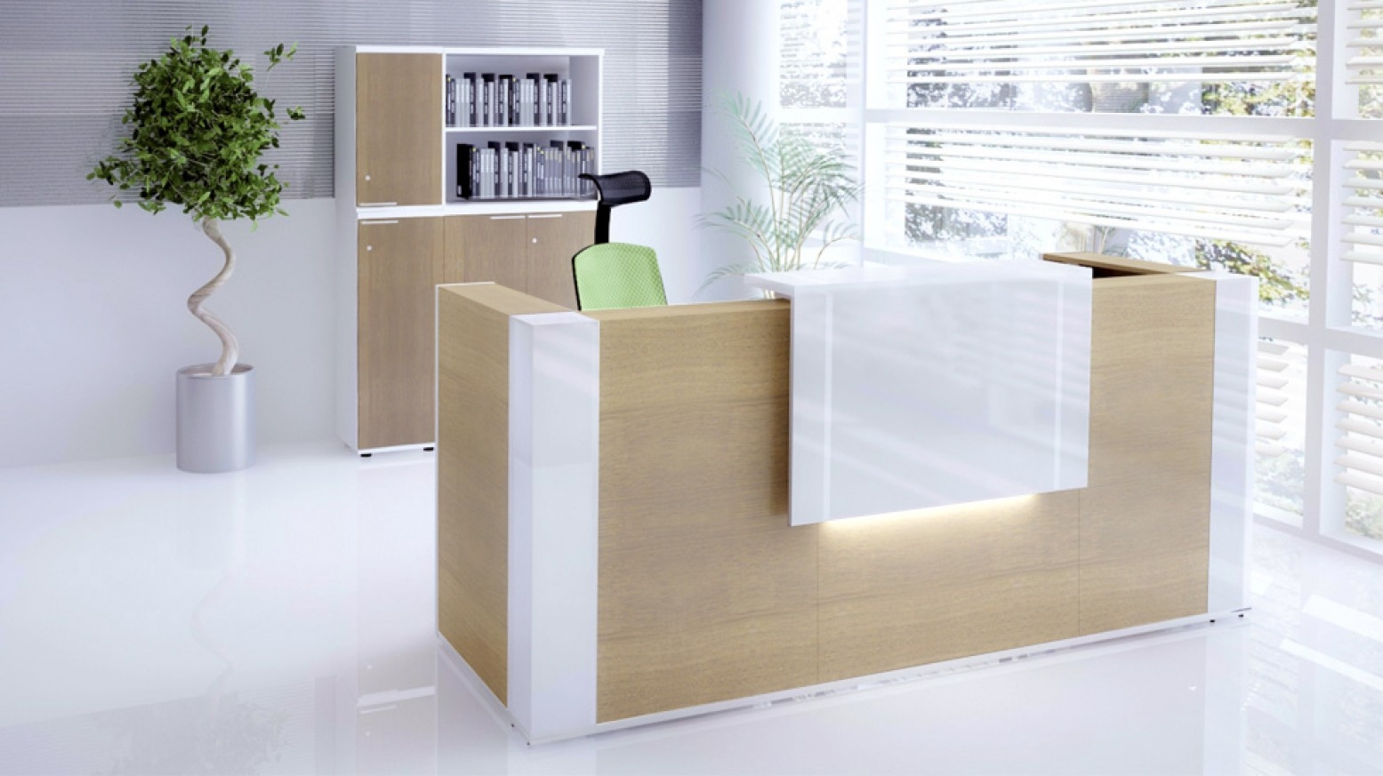 Tera W Medium Reception Desk W Light Panel Corner Units By Mdd