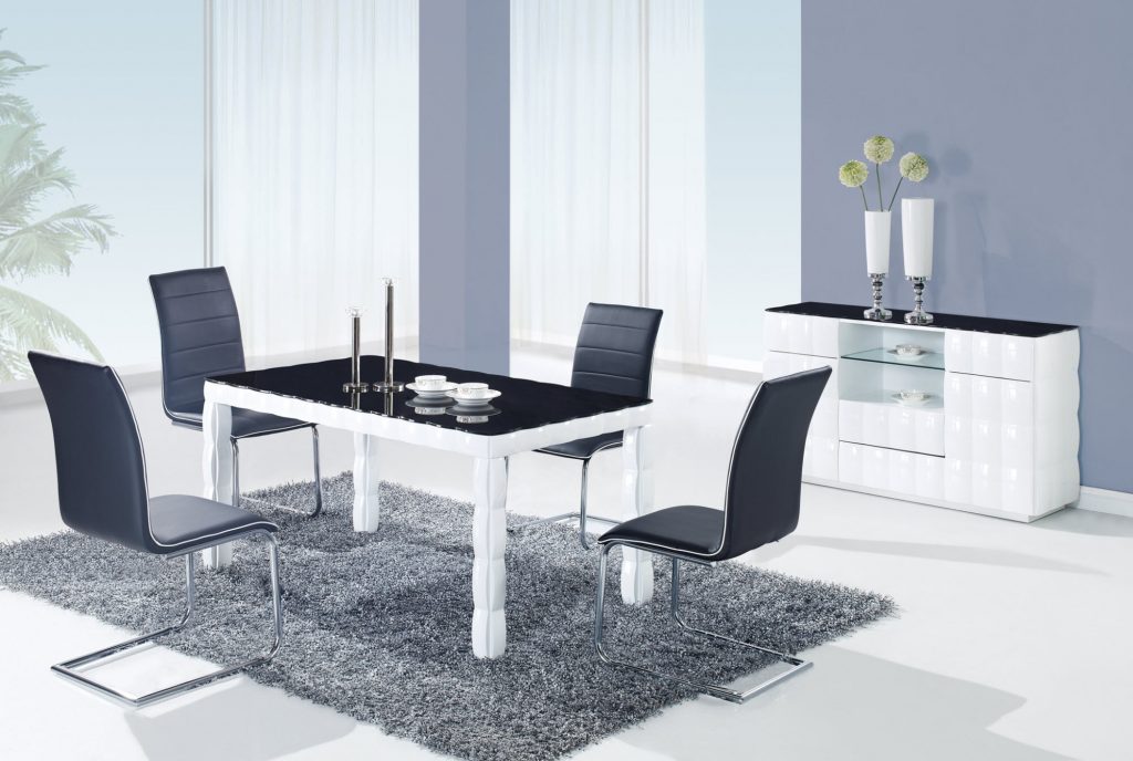 SKU#107214 - Modern Dining Set (Dining Table D8055DT + 4 Dining Chairs D490DC) by Global Furniture USA