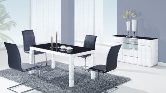 SKU#107214 - Modern Dining Set (Dining Table D8055DT + 4 Dining Chairs D490DC) by Global Furniture USA