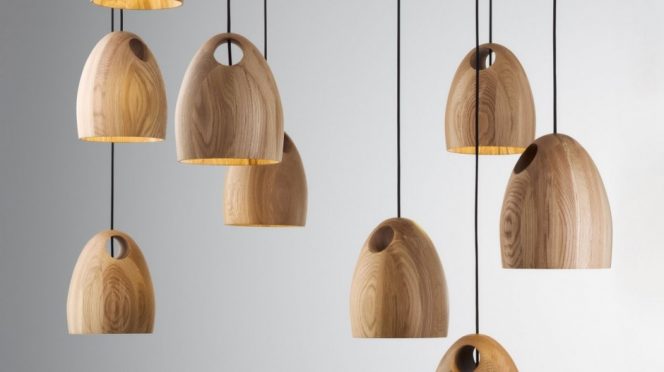 Oak Pendant Lamps by Ross Gardam