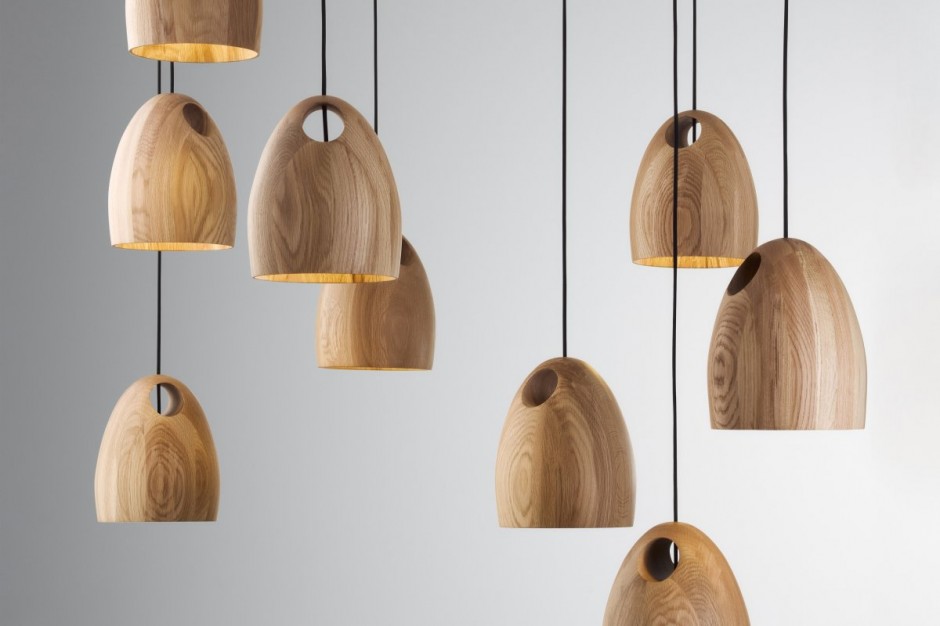 Oak Pendant Lamps by Ross Gardam