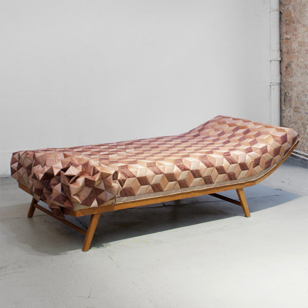 Quilted Wood Daybed by Elisa Strozyk
