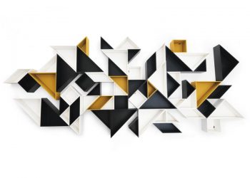 Tangram Wall-mounted Modular Bookcase by Daniele Lago