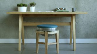 Ball Bearings Allow the Wood Stool to Move Freely