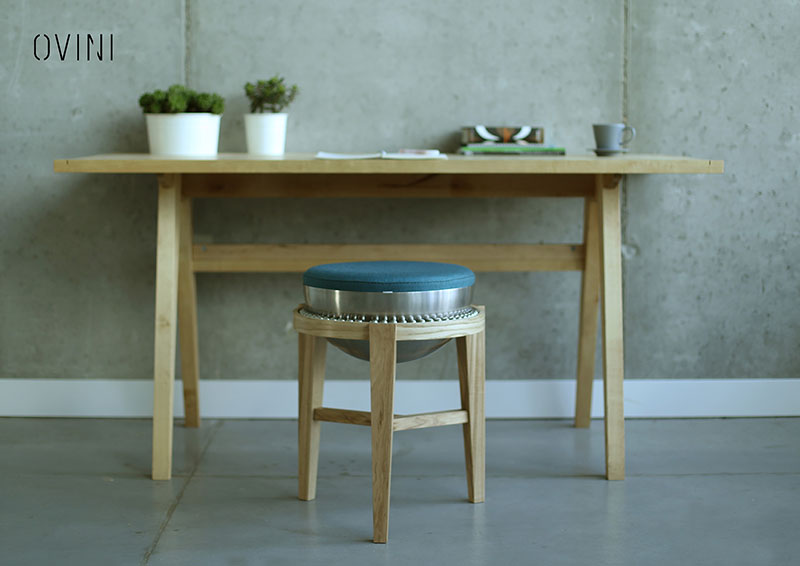 Ball Bearings Allow the Wood Stool to Move Freely