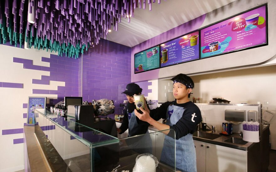Bubble Tea Shop with a Striking Ceiling Installation in Melbourne, Australia