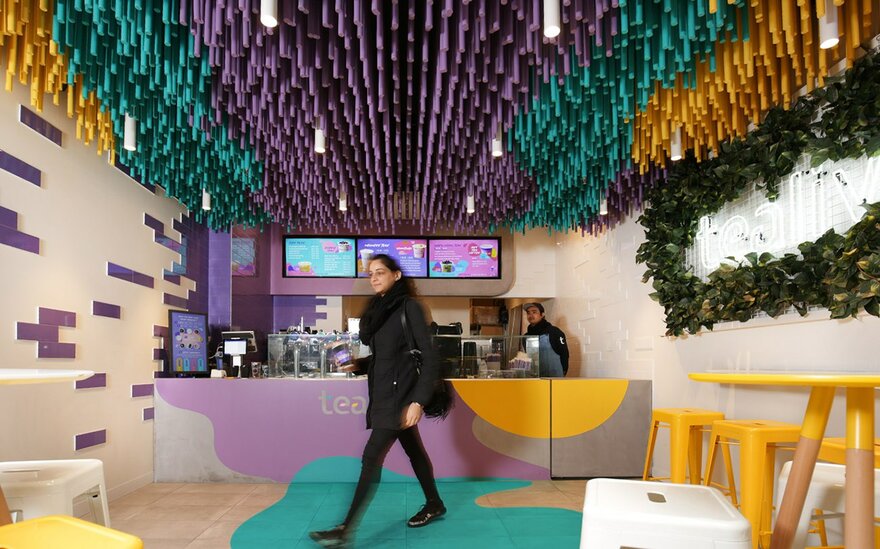 Bubble Tea Shop with a Striking Ceiling Installation in Melbourne, Australia