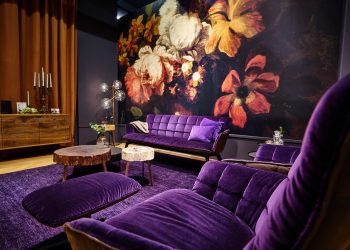 Velvet, Leather and Light Wood Furniture by Freifrau