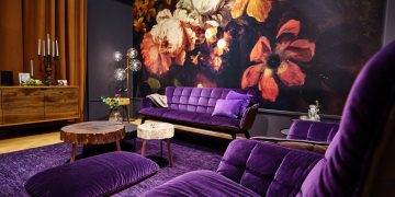 Velvet, Leather and Light Wood Furniture by Freifrau