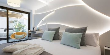 Sculptural Backlit Headboard for Hotel Kaktus Playa in Calella, Spain