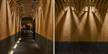 A Bamboo Covered Entryway for Japanese Restaurant by Imafuku Architects in Beijing, China
