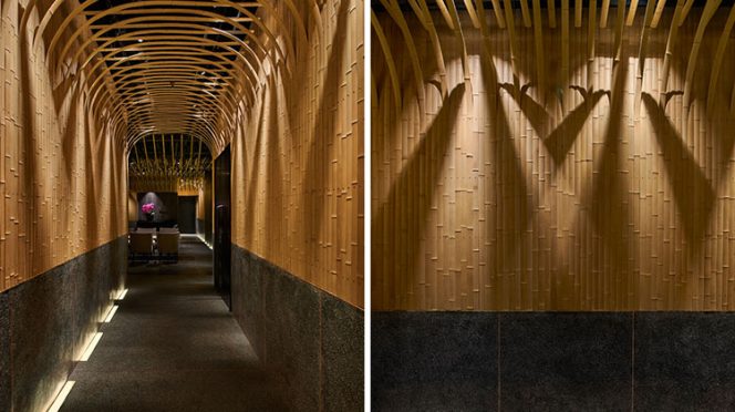 A Bamboo Covered Entryway for Japanese Restaurant by Imafuku Architects in Beijing, China