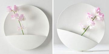 Minimalist White Flower Vase ‘Picture’ by Shinya Oguchi