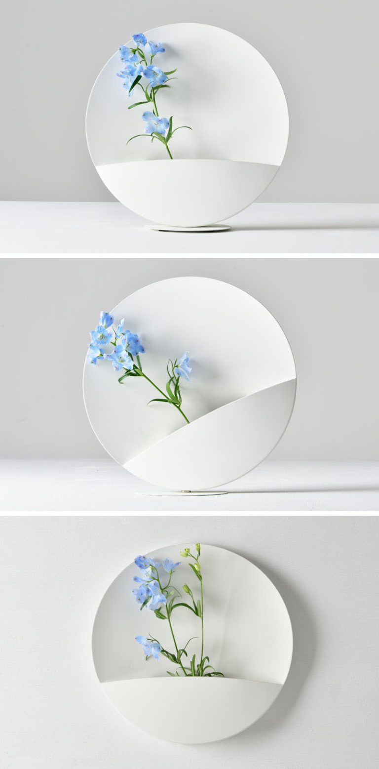 Minimalist White Flower Vase ‘Picture’ by Shinya Oguchi