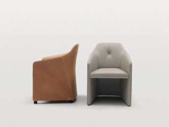 Leather Easy Chair with Armrests by Christian Werner