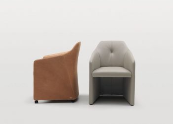 Leather Easy Chair with Armrests by Christian Werner