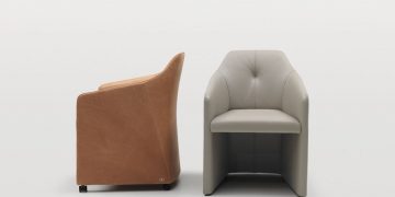 Leather Easy Chair with Armrests by Christian Werner