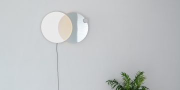 Minimalist Lamp and Mirror Combination "Eclipse" by Atelier JM