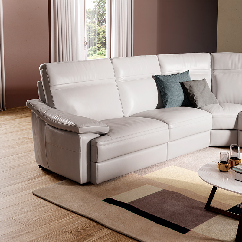 Pazienza Leather C-Shape Sectional Sofa w/ Chaise