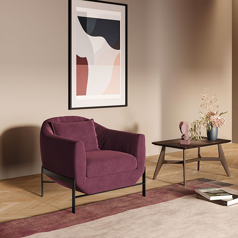 Poli Fabric/Leather Armchair