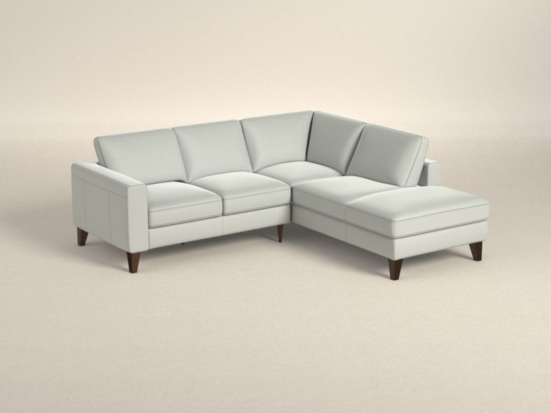 Sollievo Fabric/Leather L-Shape Sectional Sofa w/Wood Legs