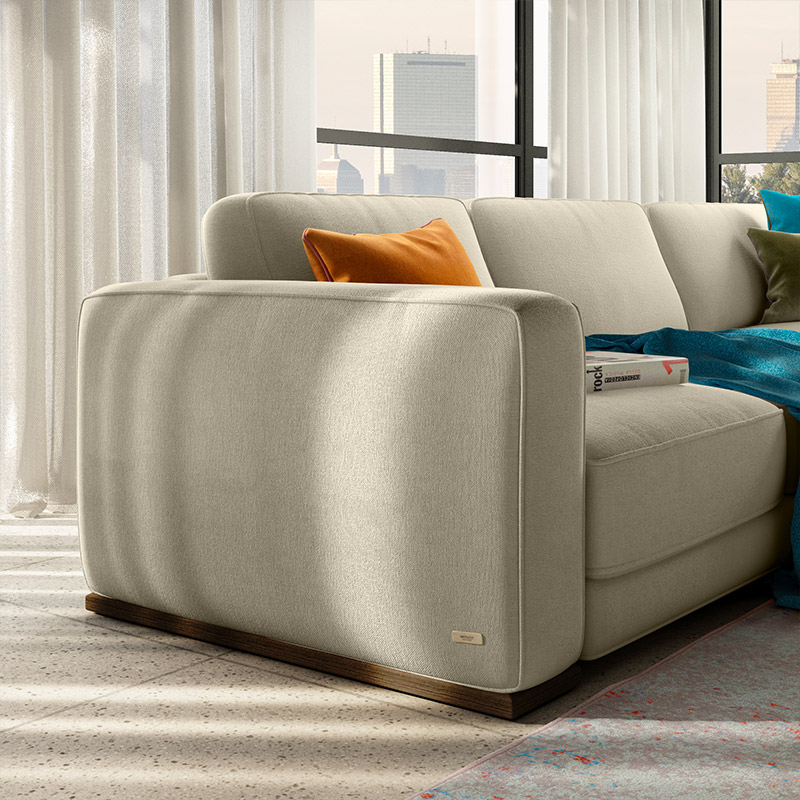 Boston Fabric/Leather Large Sofa