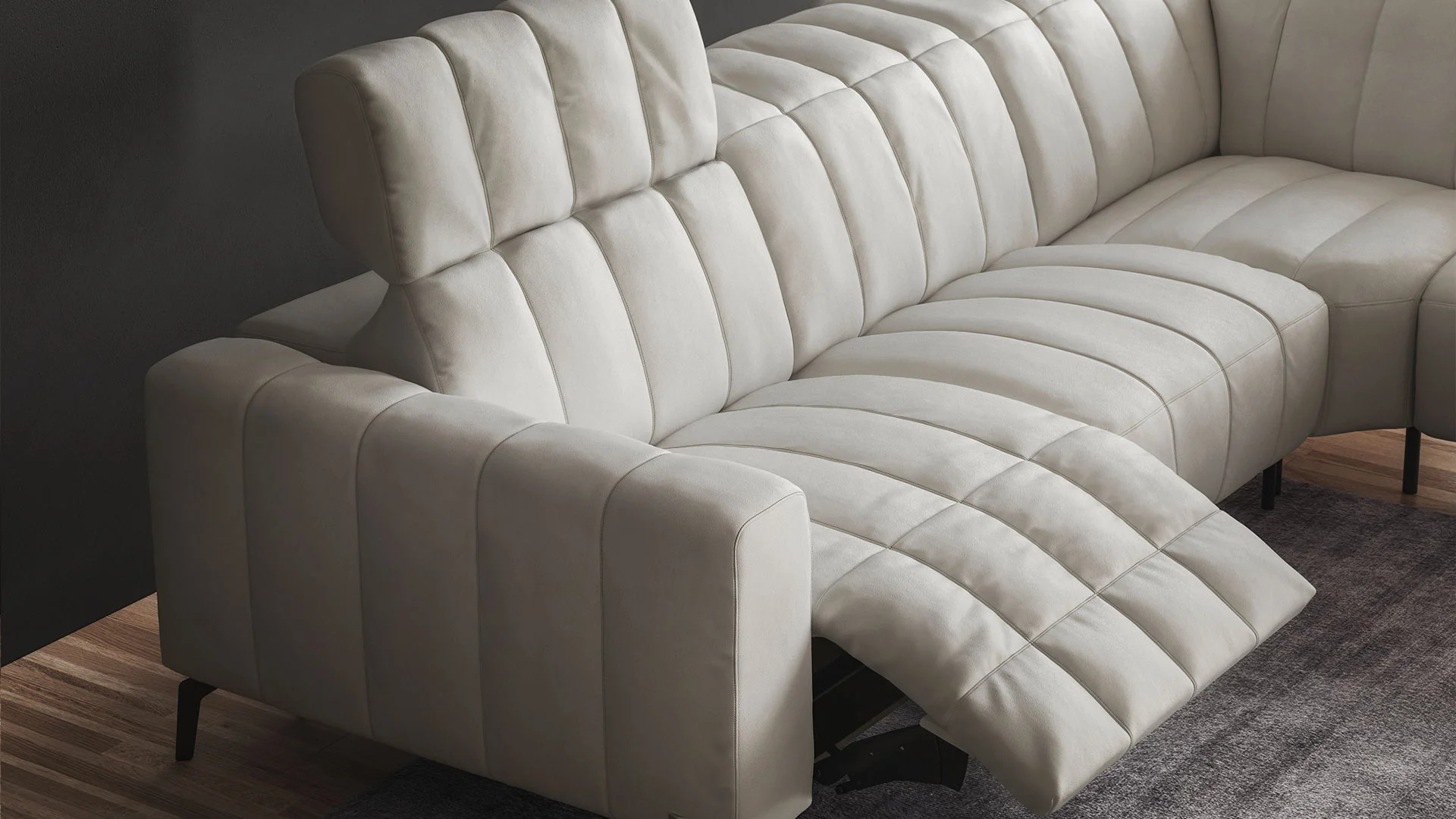 Portento Fabric/Leather L-Shaped Sectional Sofa, Comp 1