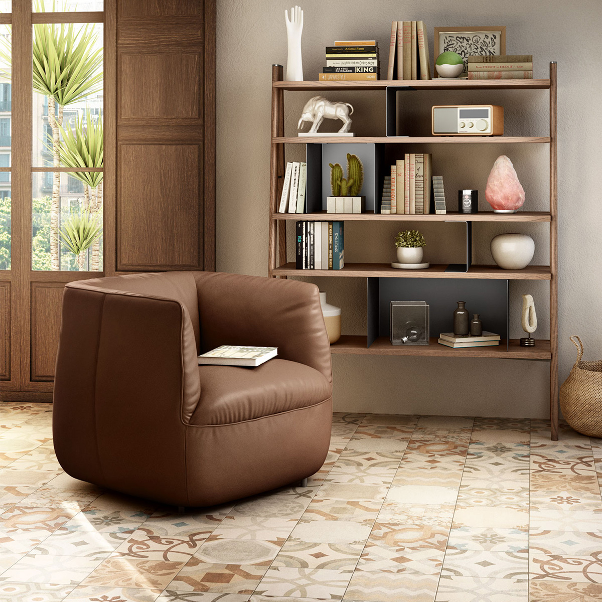 Wally Fabric/Leather Accent Armchair
