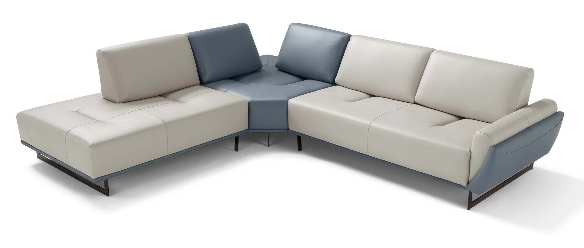 Pegaso 3-Piece Modular Leather L-Shape Sectional Sofa
