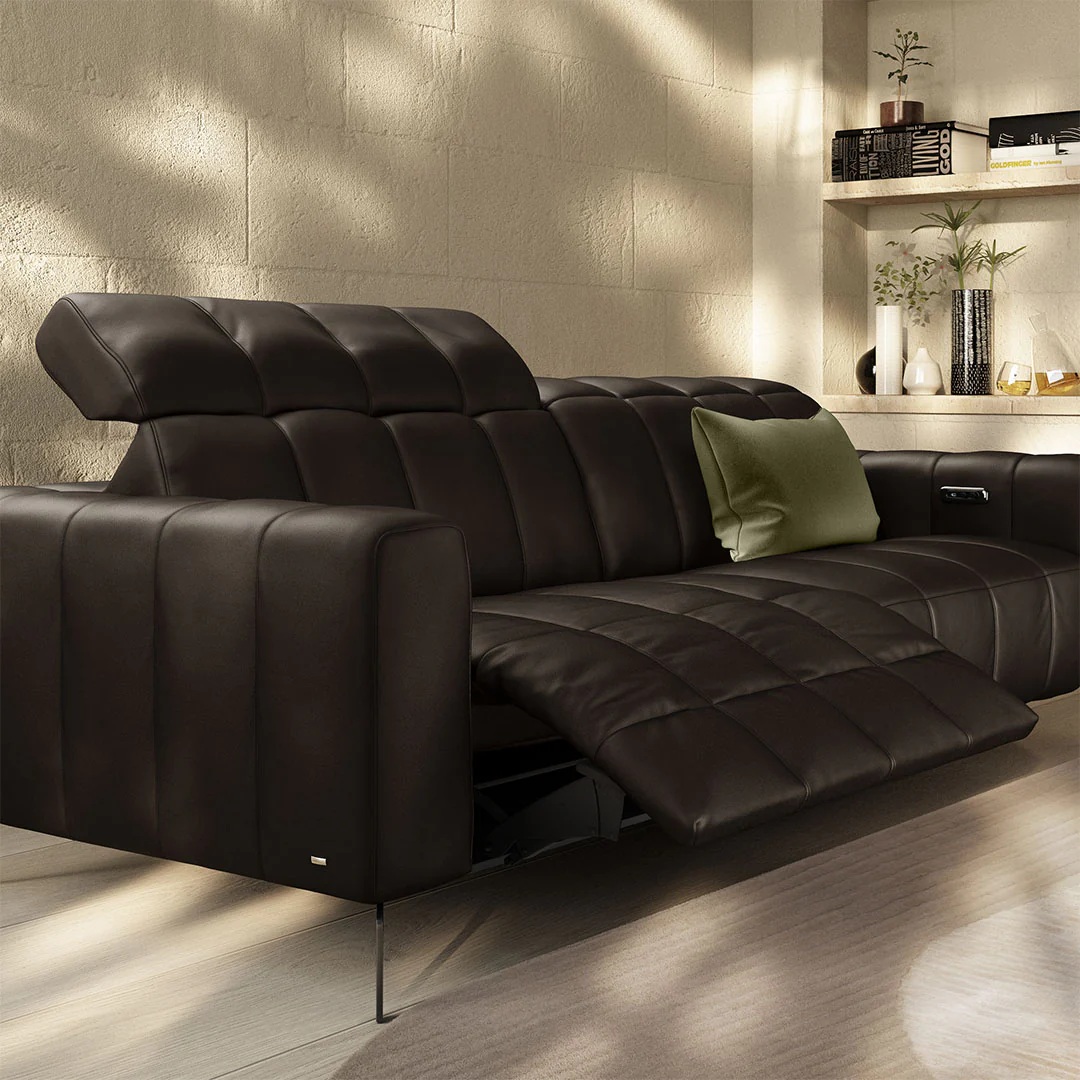 Portento Fabric/Leather Power Recliner Sofa