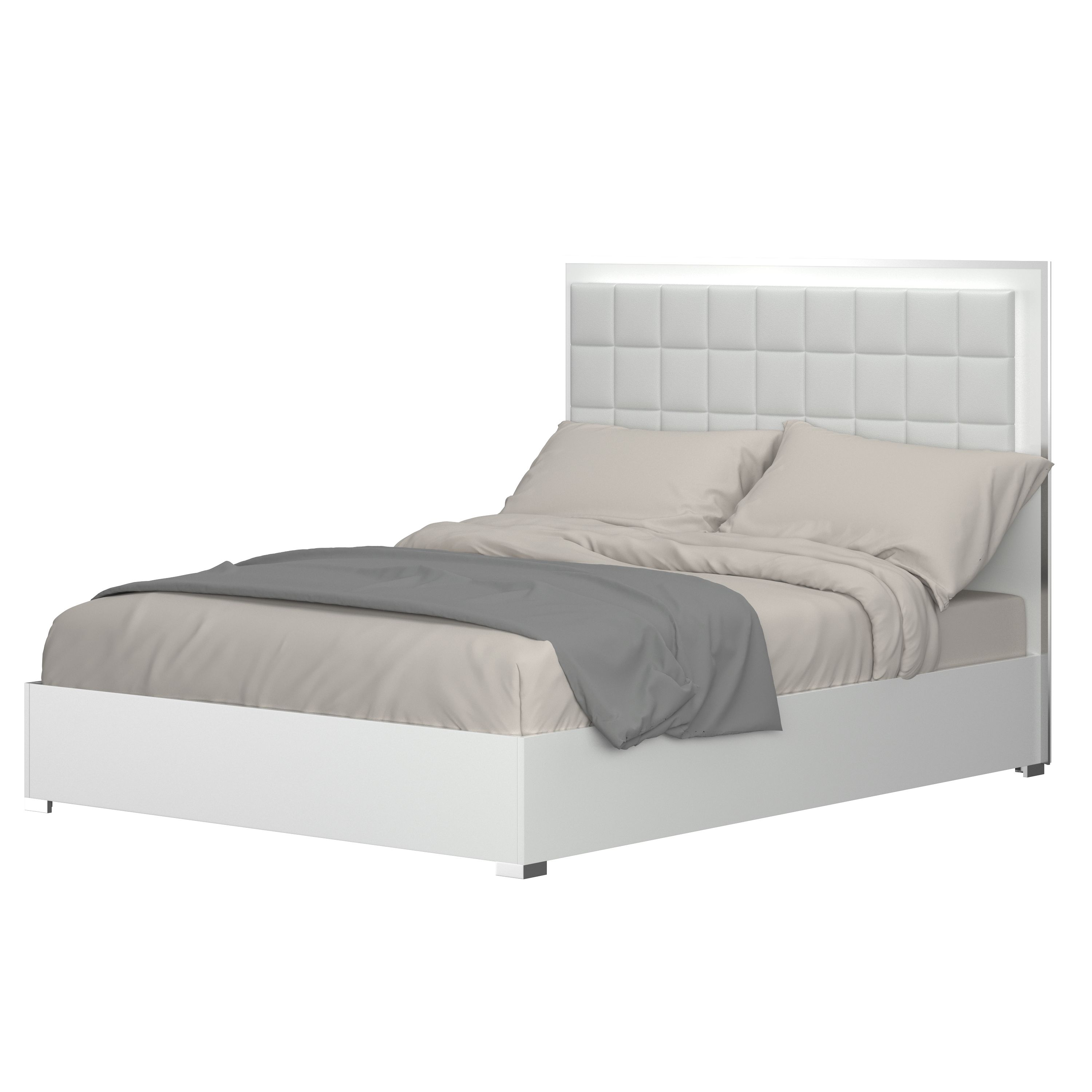 Roma Bonded Leather LED Platform Bed