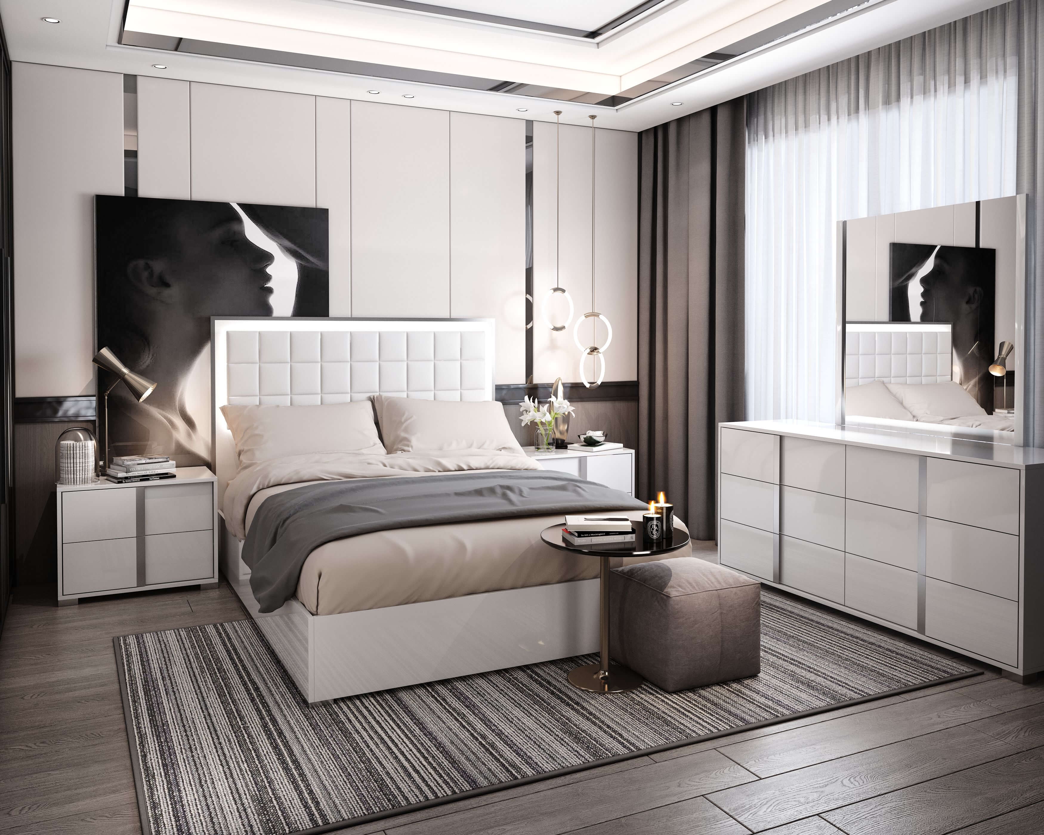 Roma Bonded Leather LED Platform Bed
