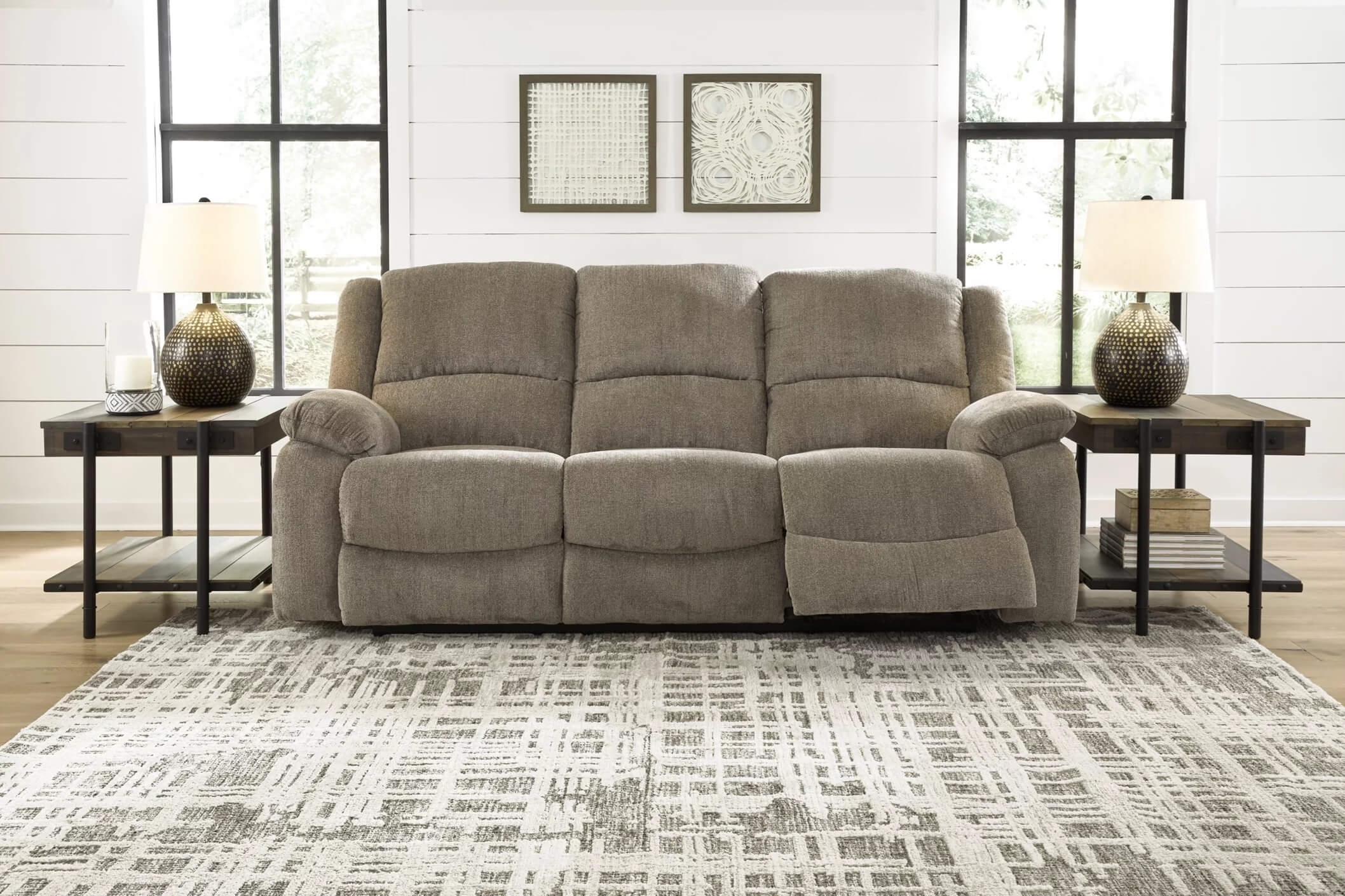 Draycoll Polyester Manual Reclining Sofa