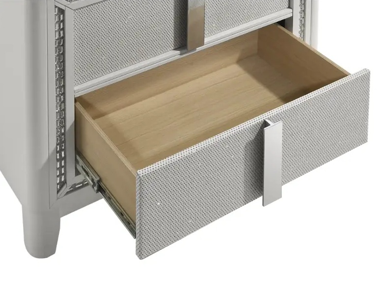 SM 0318A Wood Nightstand w/2 Drawers & LED Light