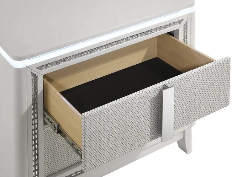 SM 0318A Wood Nightstand w/2 Drawers & LED Light