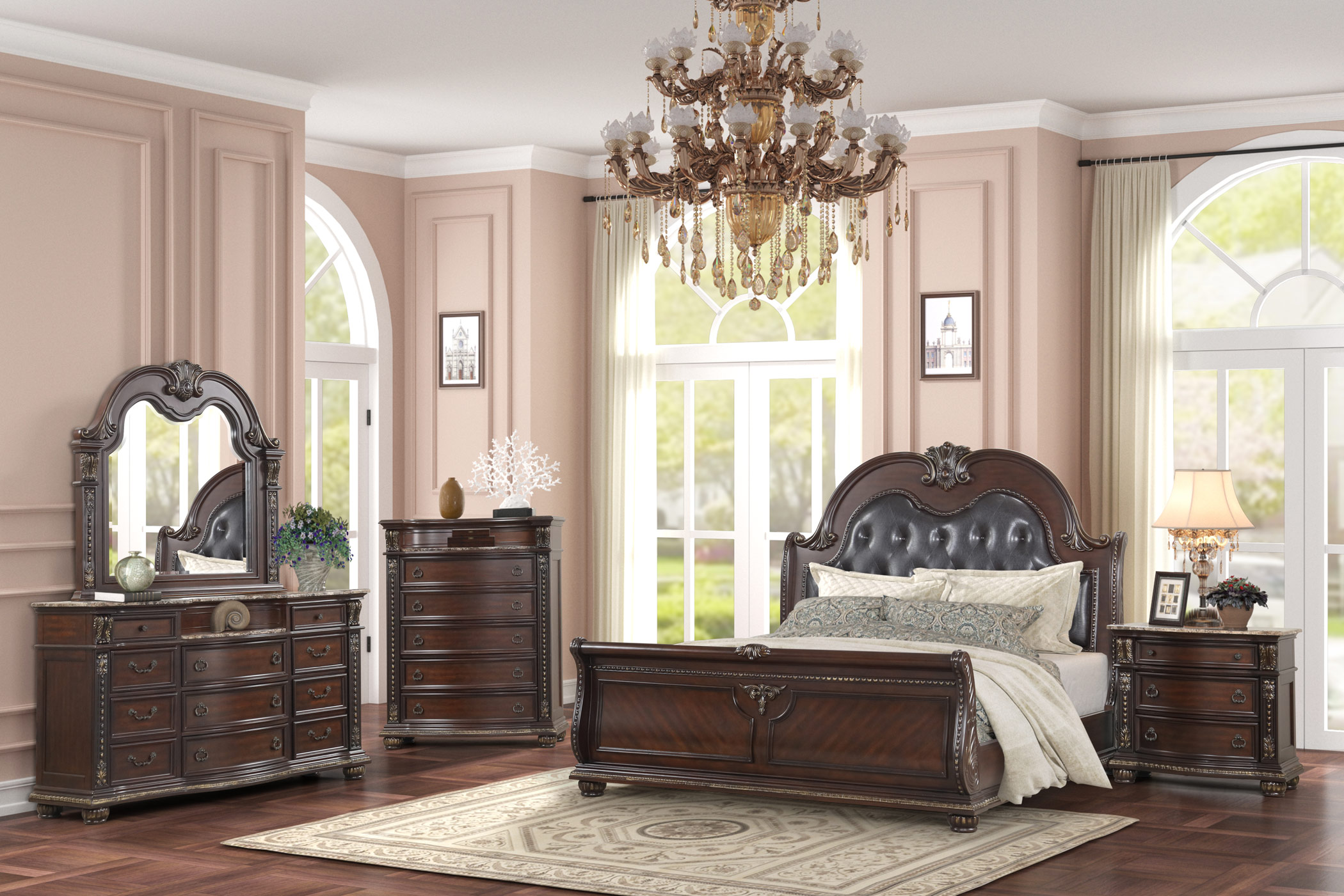 SM 0401c Wood Dresser w/11 Drawers (Marble Inset)