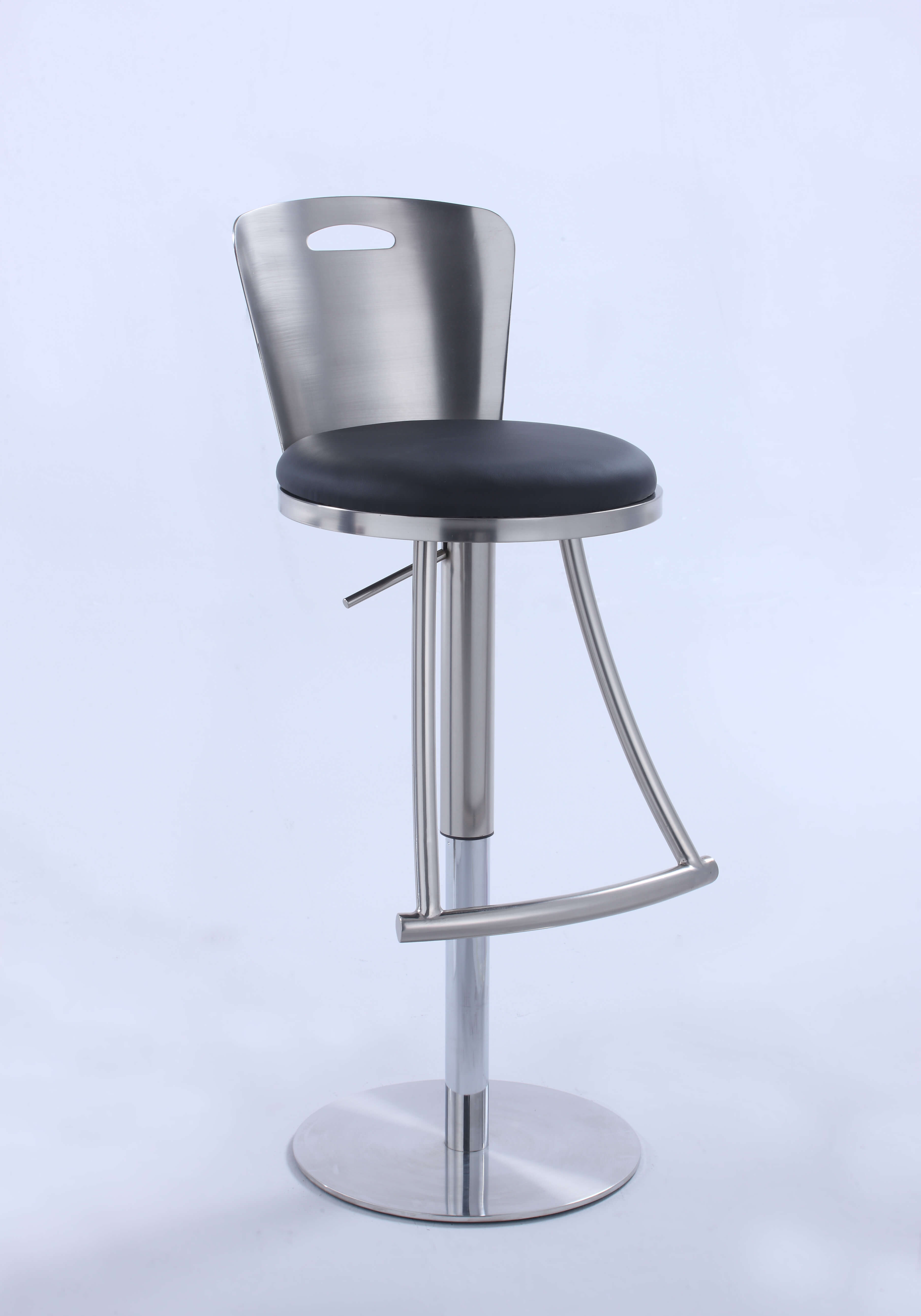 406 Metal-Back Adjustable Height Swivel PU Stool