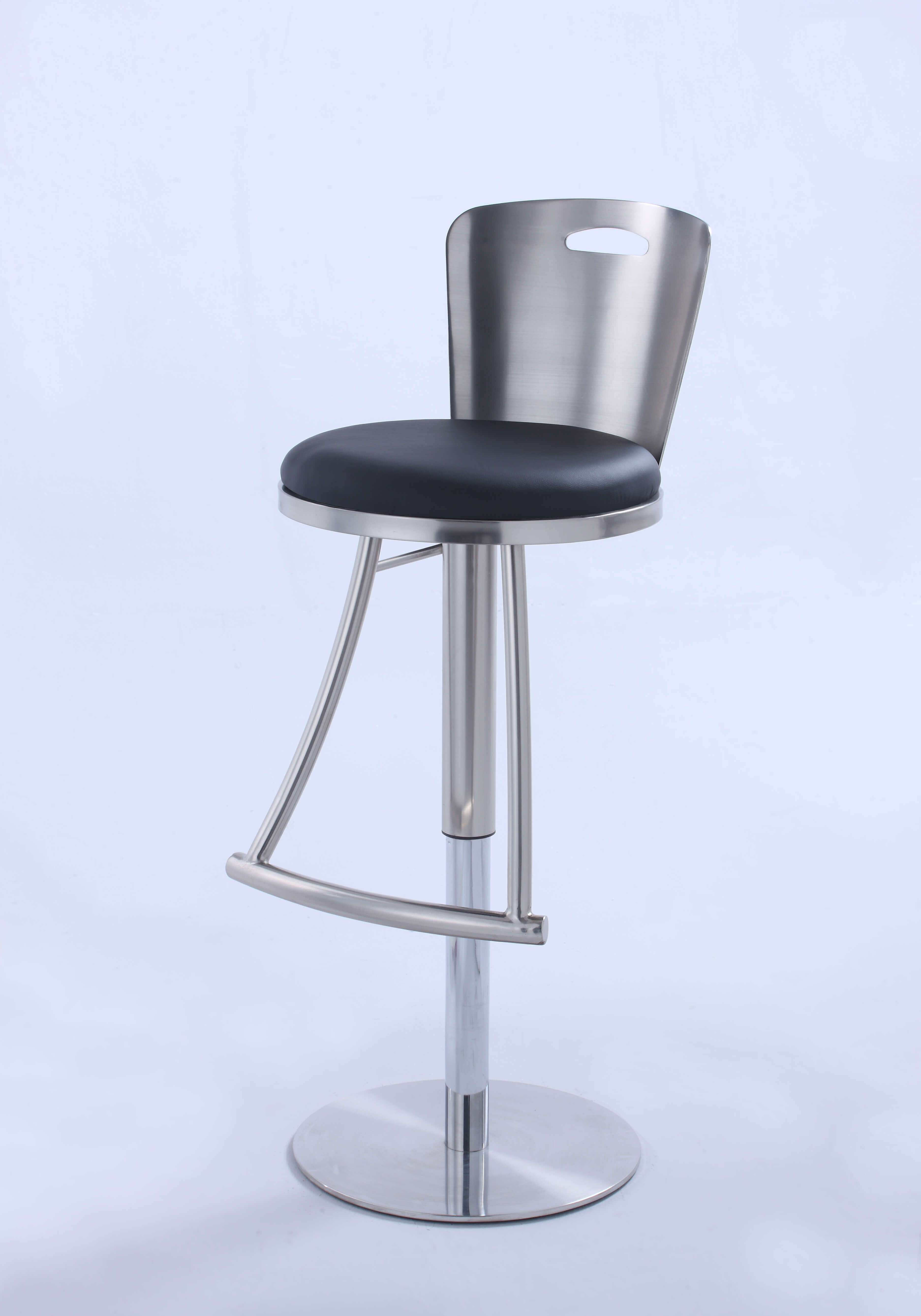 406 Metal-Back Adjustable Height Swivel PU Stool