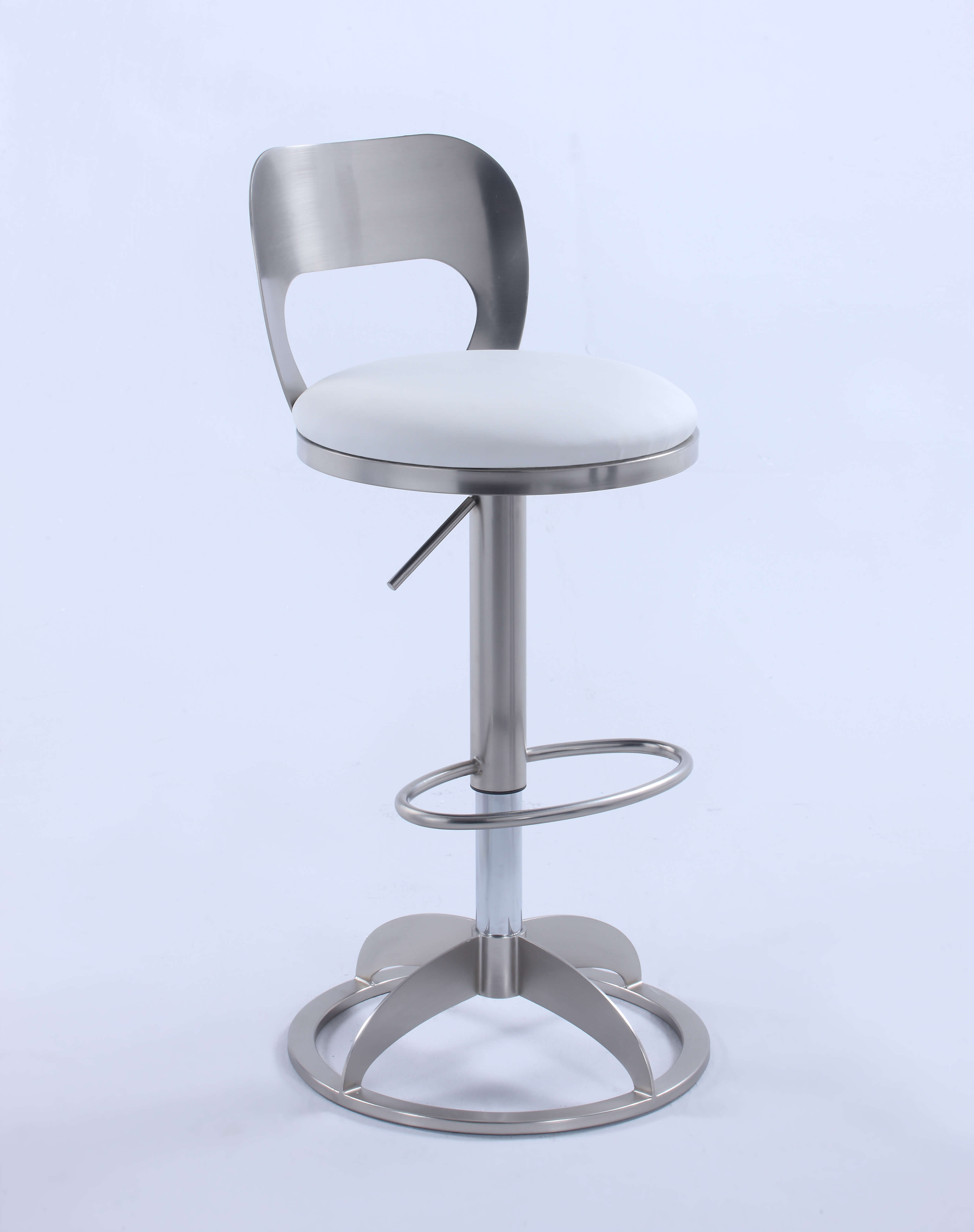 408 Oval Metal-Back Adjustable Height Swivel PU Stool