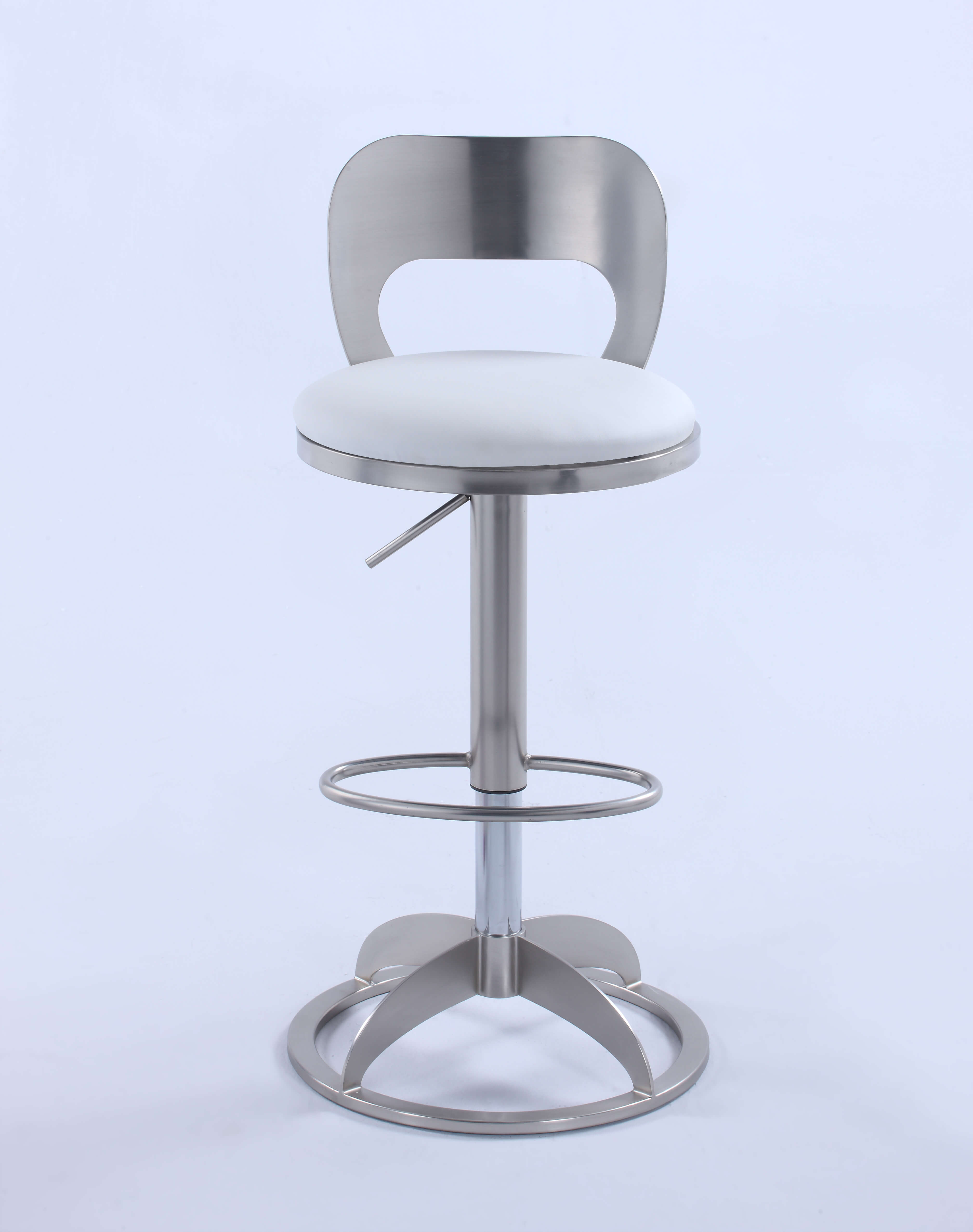 408 Oval Metal-Back Adjustable Height Swivel PU Stool