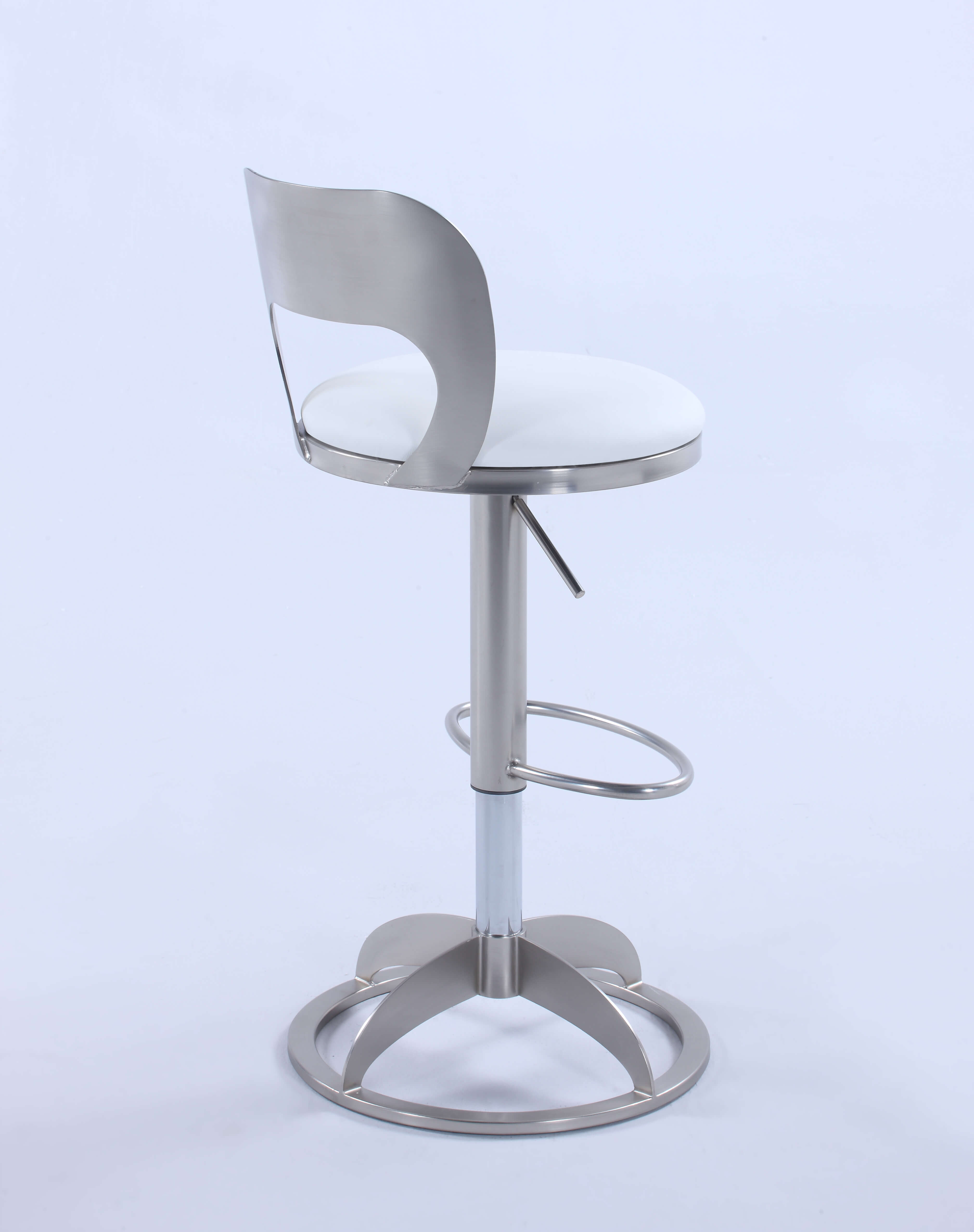 408 Oval Metal-Back Adjustable Height Swivel PU Stool