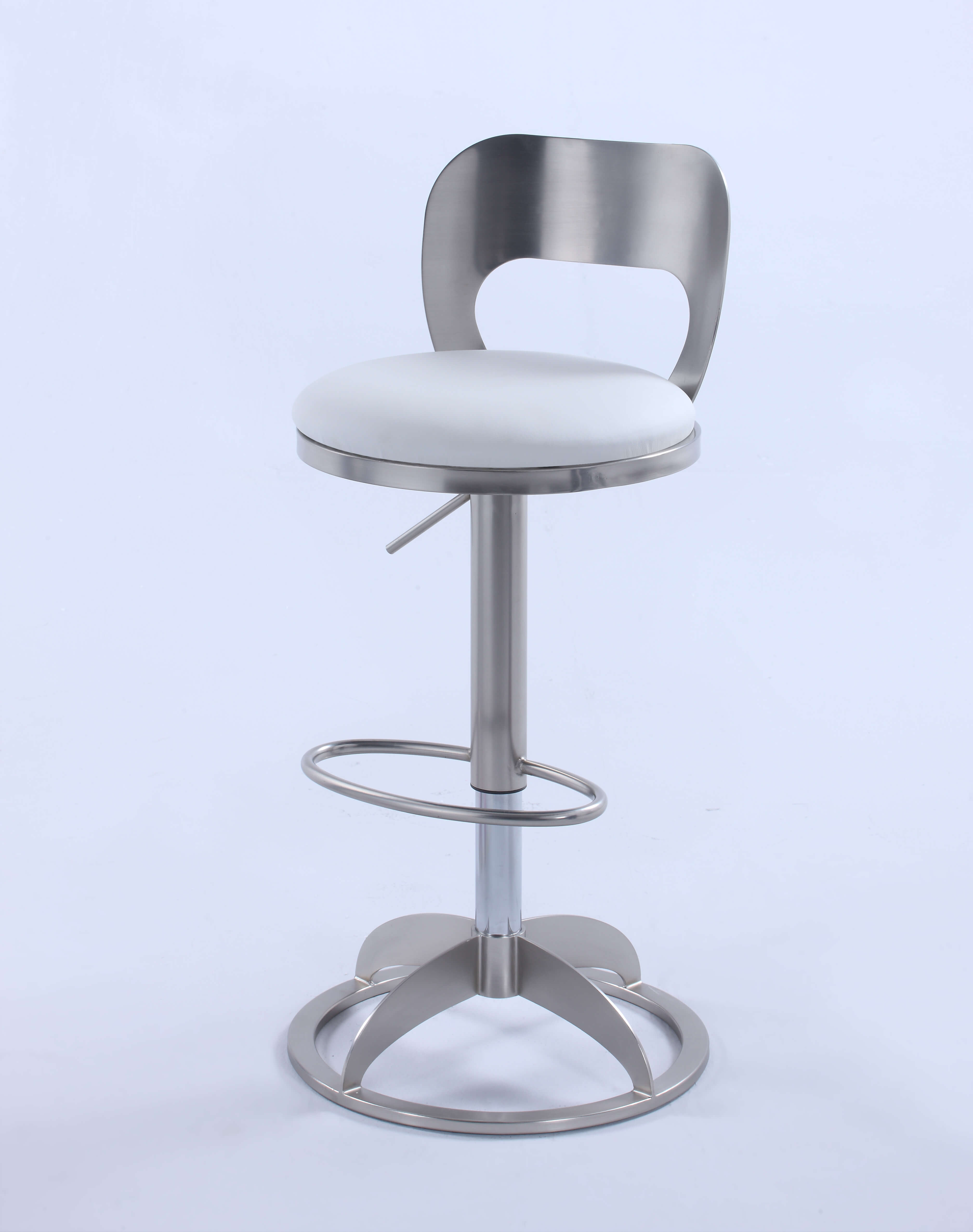 408 Oval Metal-Back Adjustable Height Swivel PU Stool