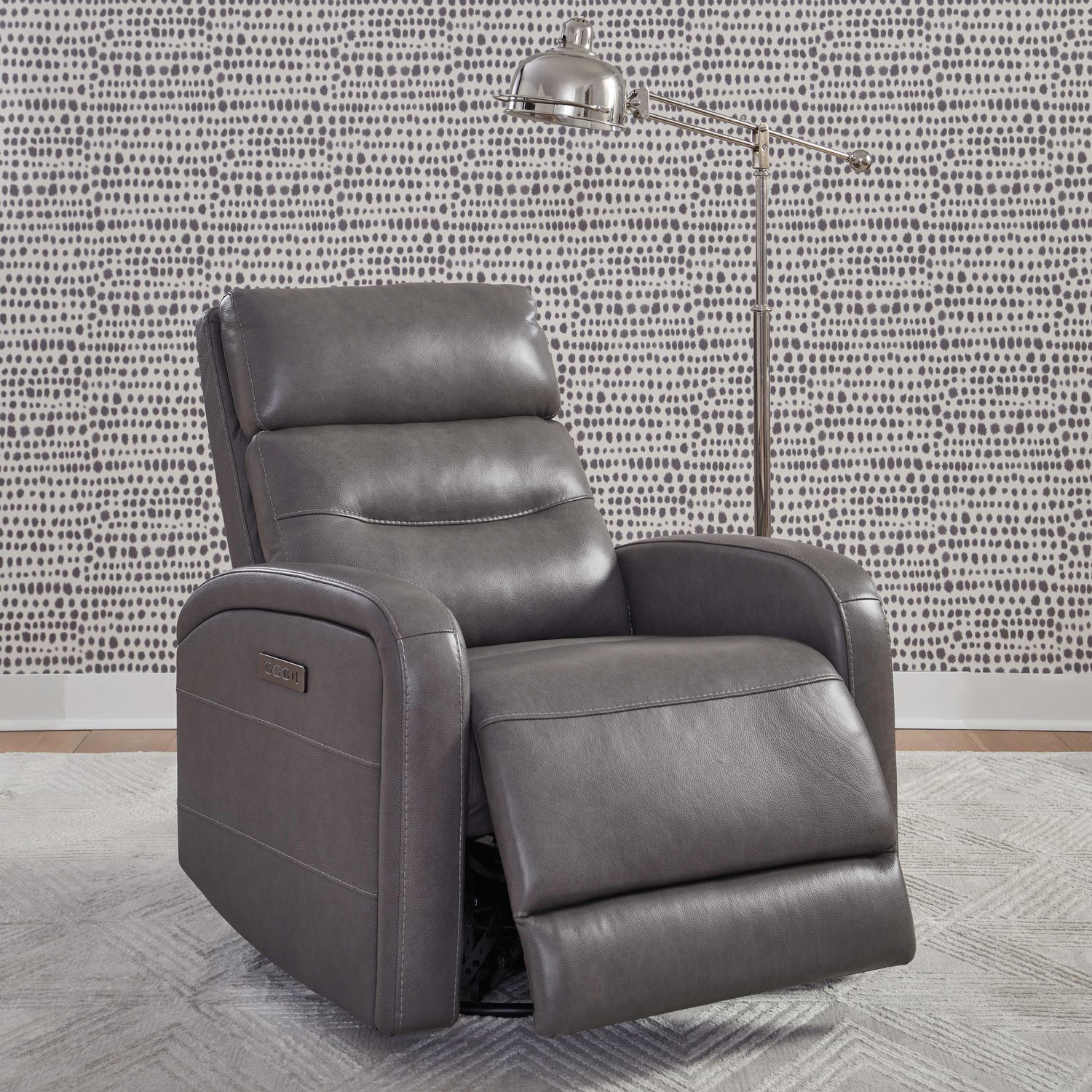 Rosslyn Triple Power Leather/Wood Swivel Recliner w/USB Chargers