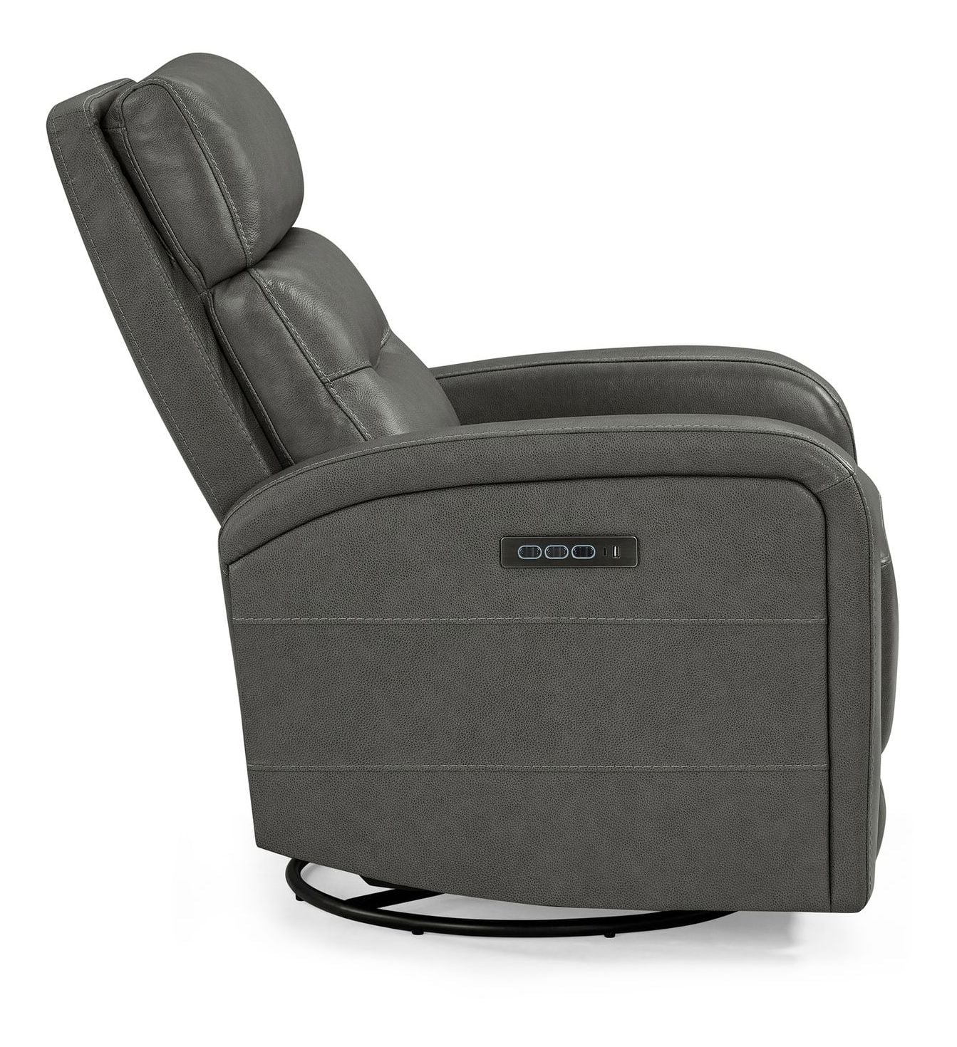 Rosslyn Triple Power Leather/Wood Swivel Recliner w/USB Chargers