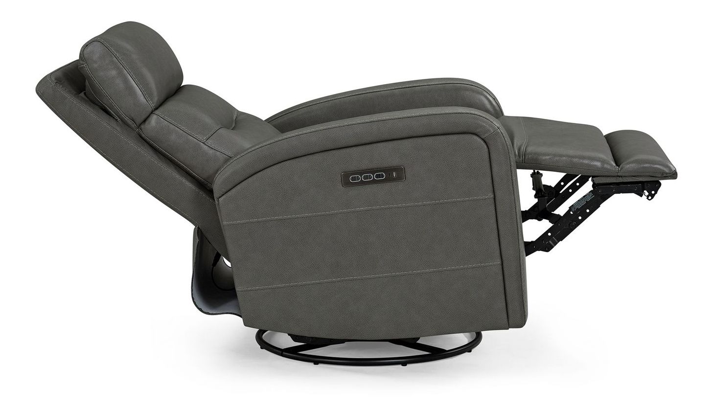 Rosslyn Triple Power Leather/Wood Swivel Recliner w/USB Chargers