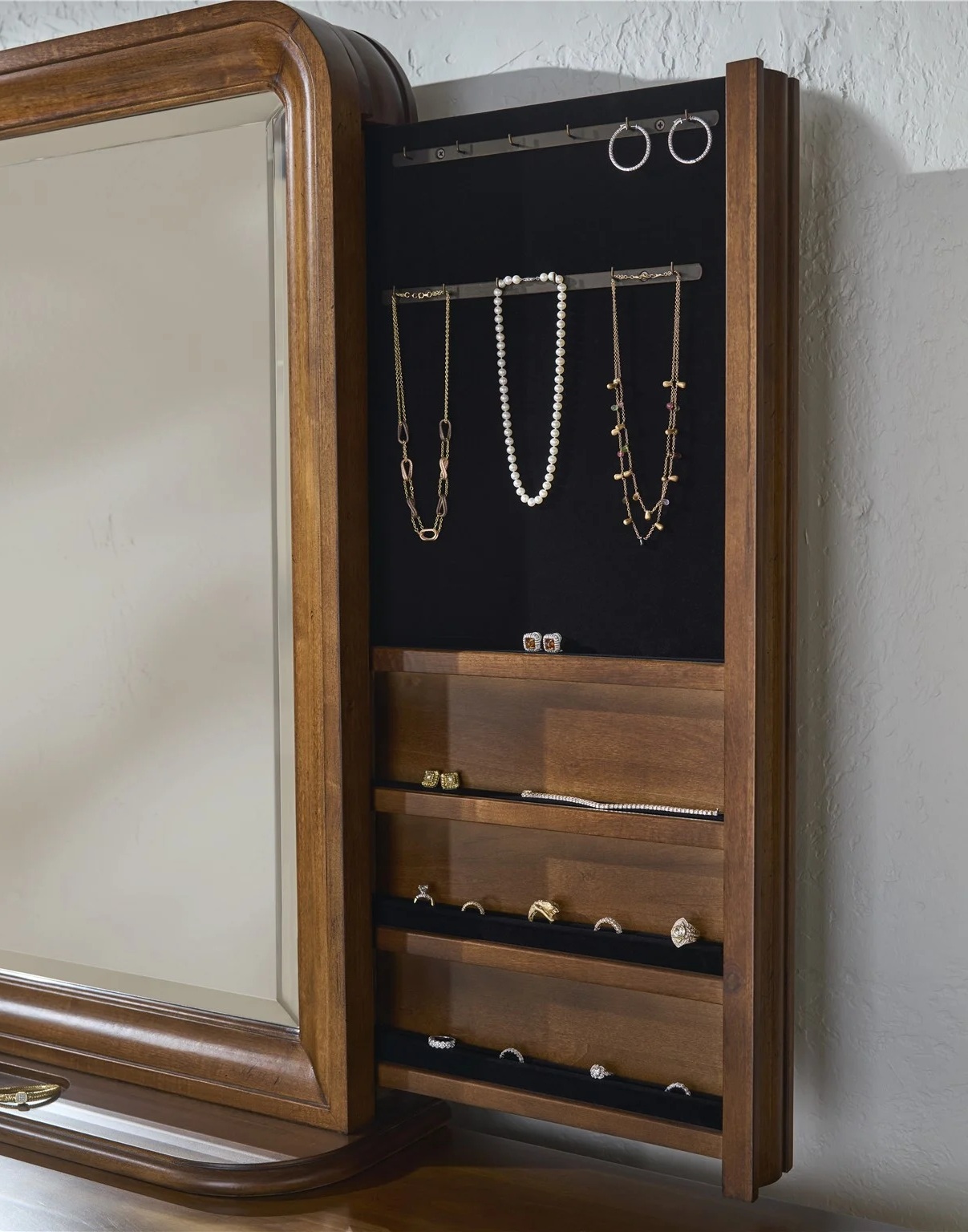 New Lou Wood Mirror w/Vertical Storage