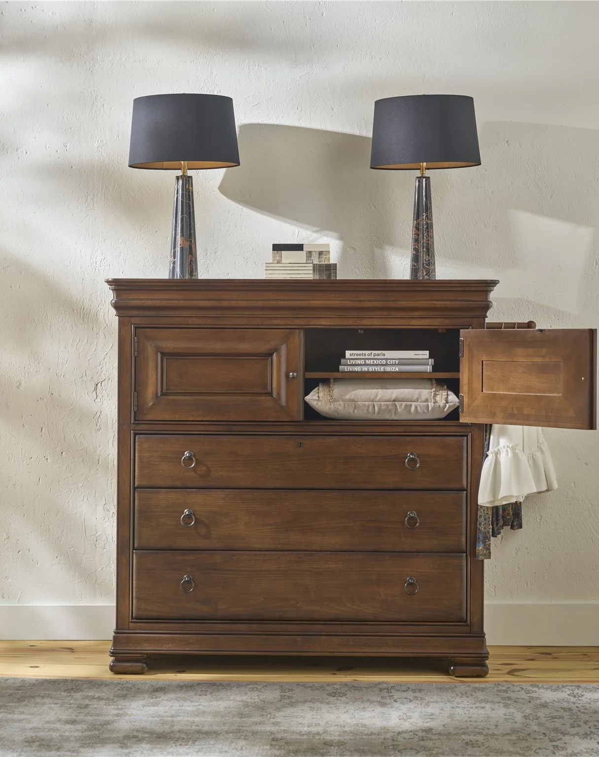 New Lou Wood Dressing Chest w/3 Drawers & 2 Doors