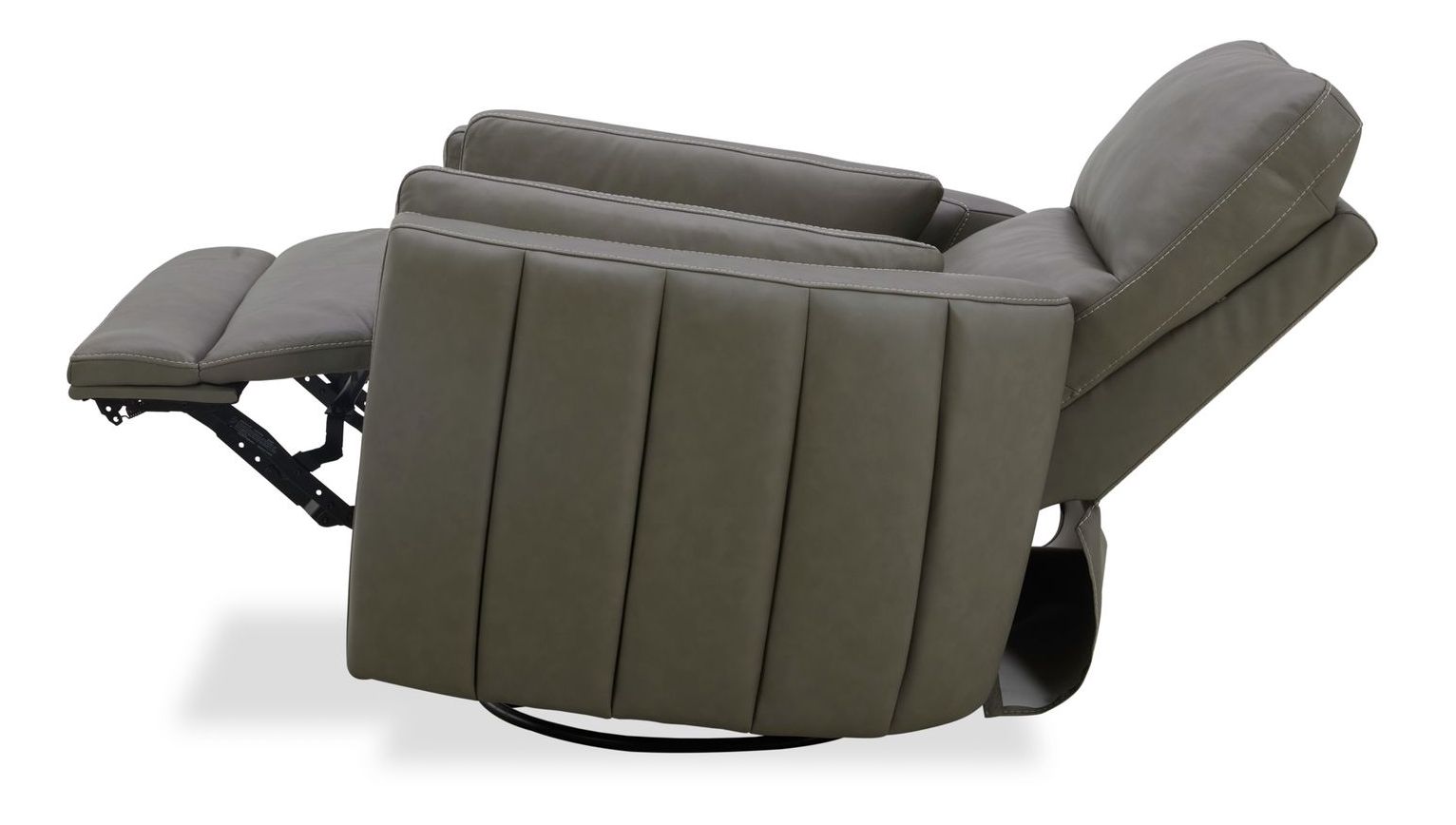 Reilly Triple Power Leather/Wood Swivel Recliner