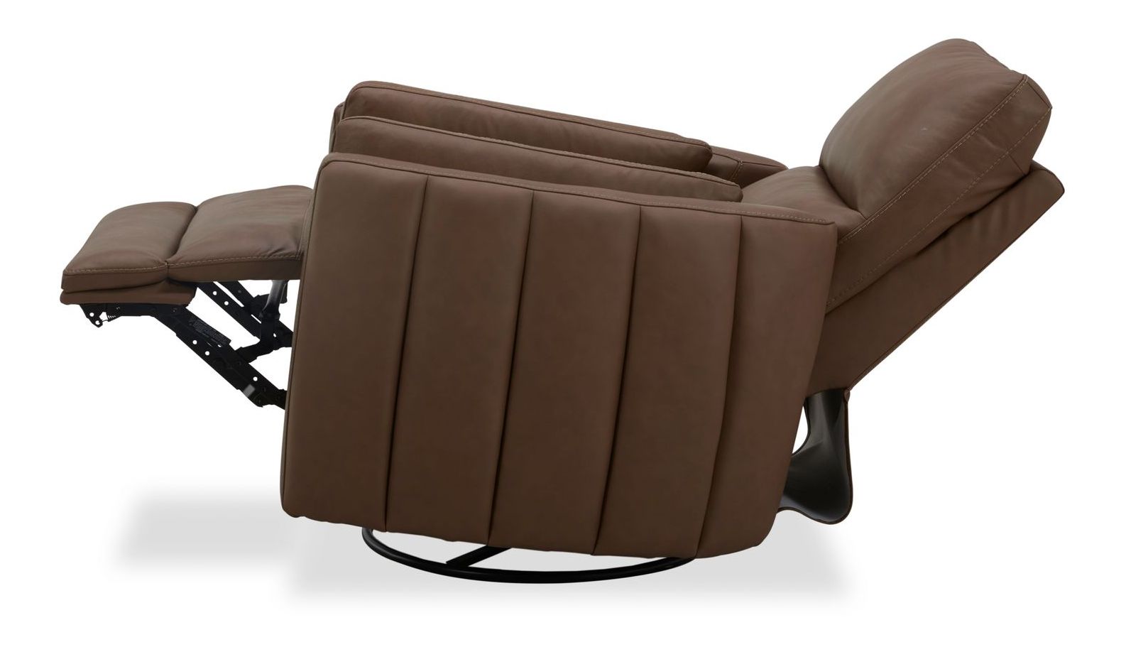 Reilly Triple Power Leather/Wood Swivel Recliner