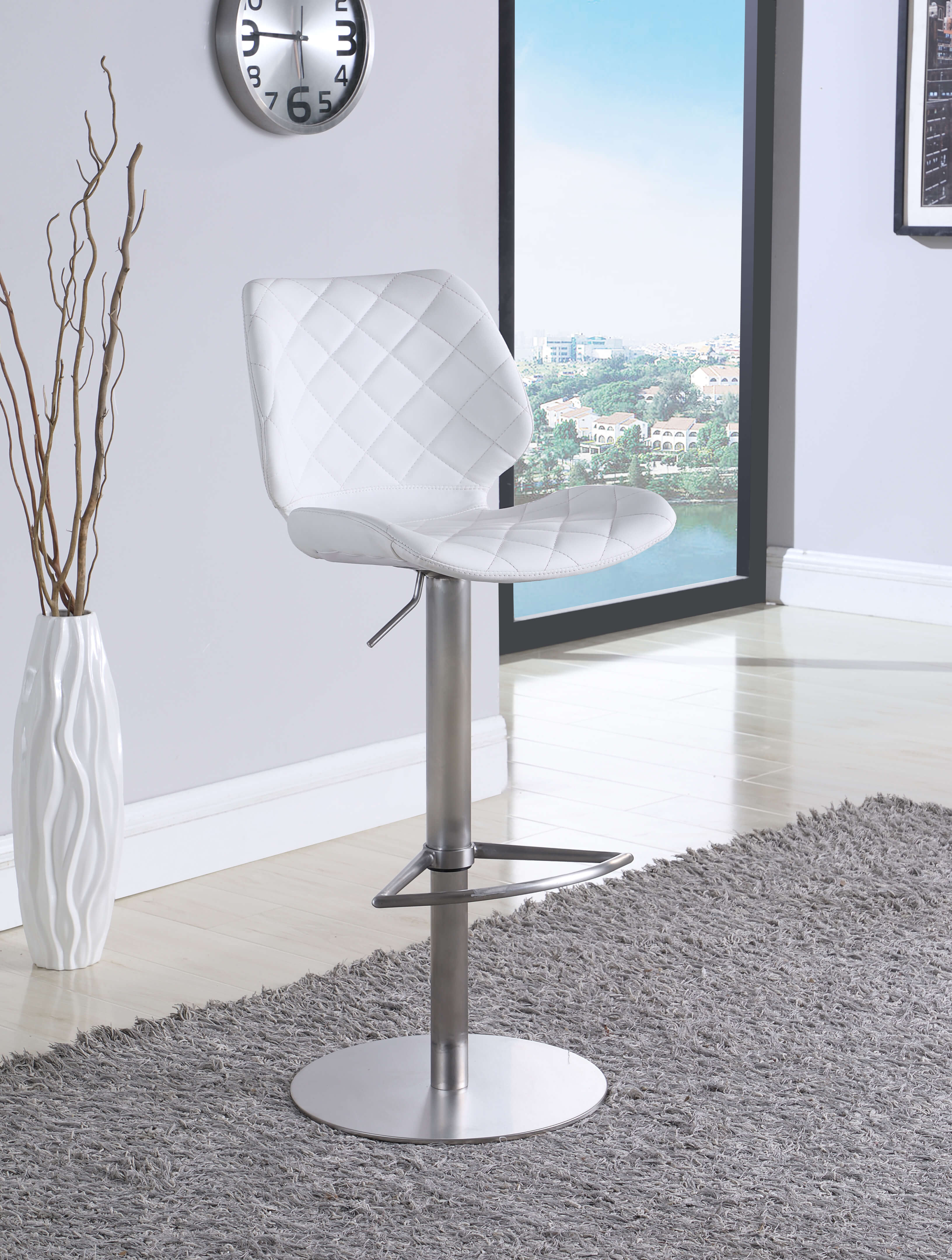 892 Diamond Stiching Adjustable Swivel PU Stool
